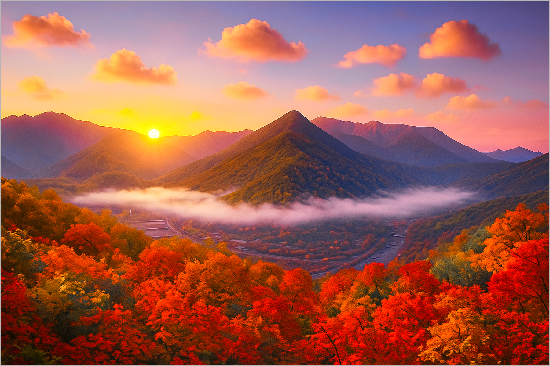 ai로 운해가 흐르는 일출사진으로 만들어 보았습니다