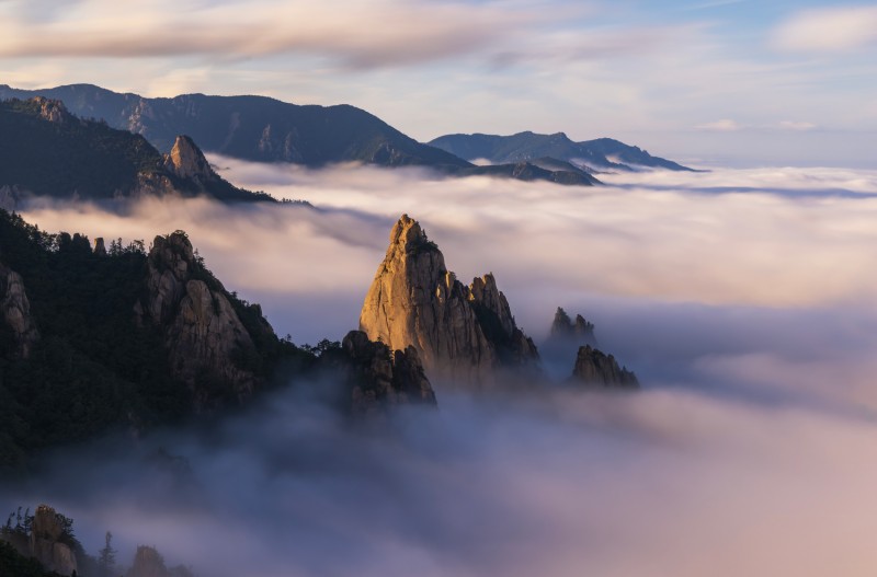 범봉을 휘감아도는 운해