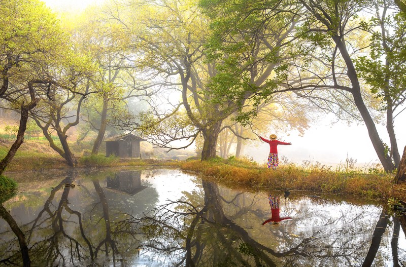 덕동리 소류지에서