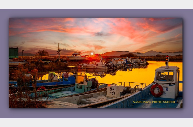 장인도 선착장의 저녁 노을 ---